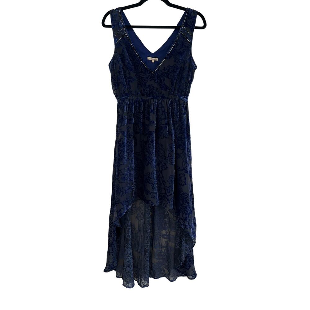 LA Made Blue Velvet Burnout Floral Dress Women Small Whimsigoth Fairy Grunge